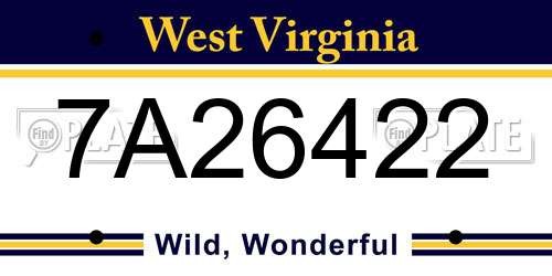 7A26422 West Virginia License Plate