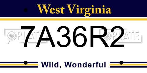 7A36R2 West Virginia License Plate