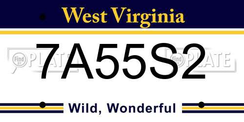 7A55S2 West Virginia License Plate