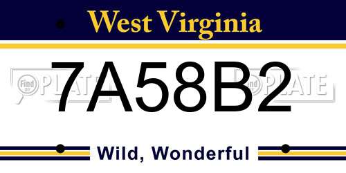 7A58B2 West Virginia License Plate