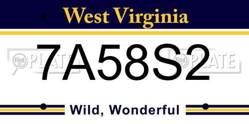 7A58S2 West Virginia License Plate