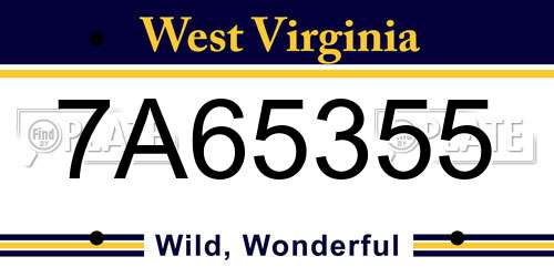 7A65355 West Virginia License Plate