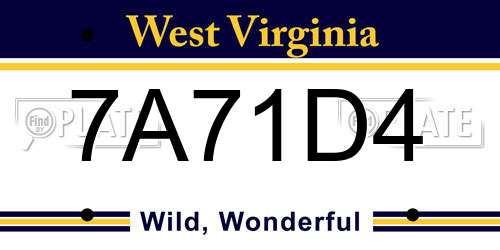 7A71D4 West Virginia License Plate