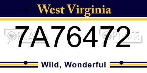 7A76472 West Virginia License Plate