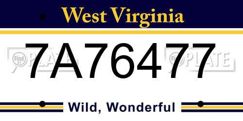 7A76477 West Virginia License Plate
