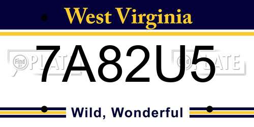 7A82U5 West Virginia License Plate