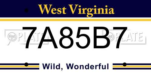 7A85B7 West Virginia License Plate