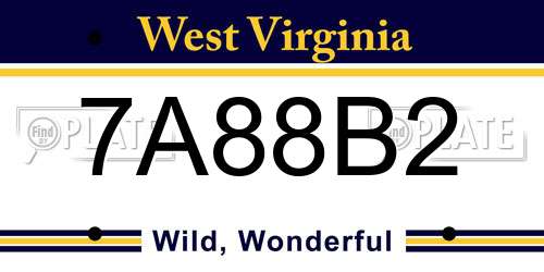 7A88B2 West Virginia License Plate