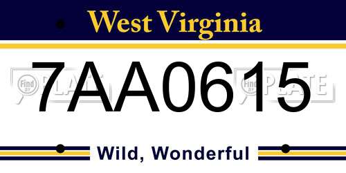 7AA0615 West Virginia License Plate