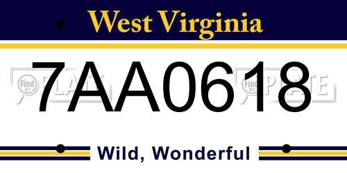 7AA0618 West Virginia License Plate