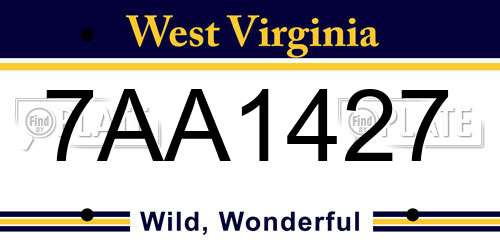 7AA1427 West Virginia License Plate