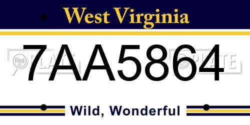 7AA5864 West Virginia License Plate