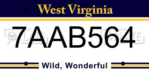 7AAB564 West Virginia License Plate