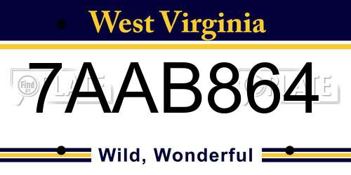7AAB864 West Virginia License Plate