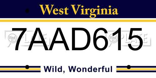 7AAD615 West Virginia License Plate