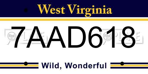 7AAD618 West Virginia License Plate
