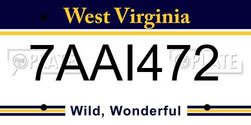 7AAI472 West Virginia License Plate