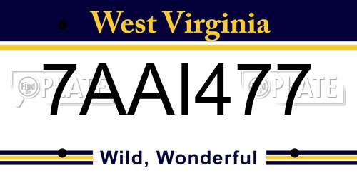 7AAI477 West Virginia License Plate
