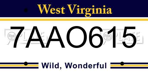 7AAO615 West Virginia License Plate