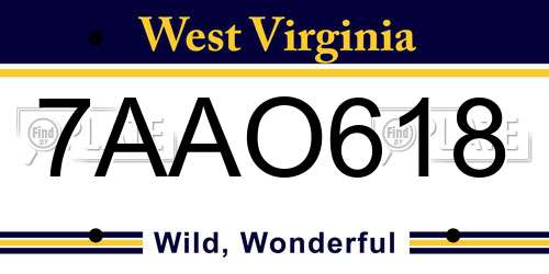 7AAO618 West Virginia License Plate