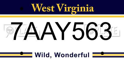 7AAY563 West Virginia License Plate