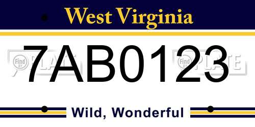 7AB0123 West Virginia License Plate