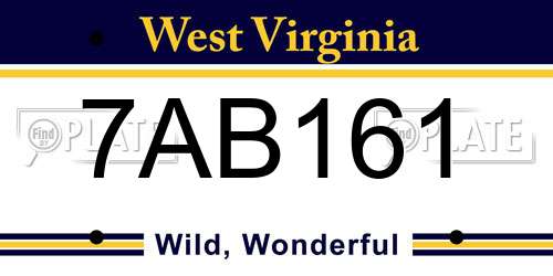 7AB161 West Virginia License Plate