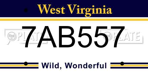7AB557 West Virginia License Plate