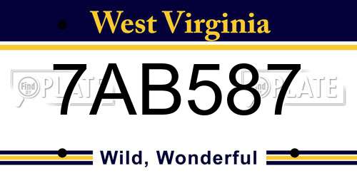 7AB587 West Virginia License Plate
