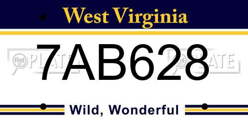 7AB628 West Virginia License Plate