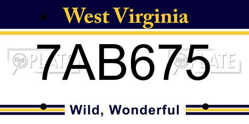 7AB675 West Virginia License Plate