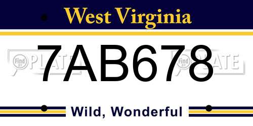 7AB678 West Virginia License Plate