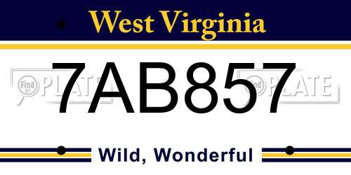 7AB857 West Virginia License Plate