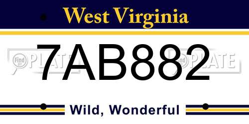 7AB882 West Virginia License Plate