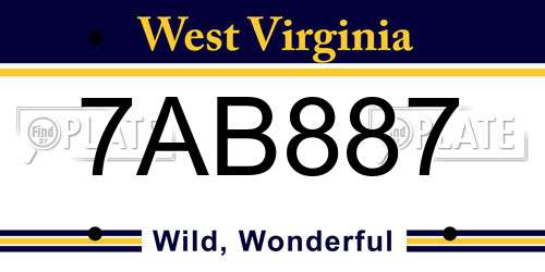 7AB887 West Virginia License Plate