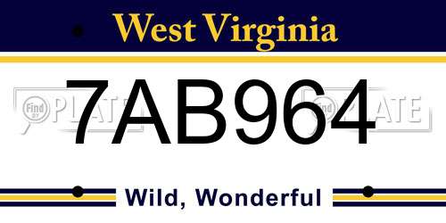 7AB964 West Virginia License Plate