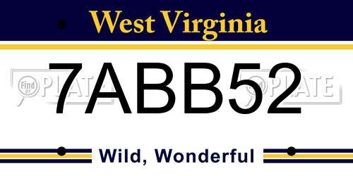 7ABB52 West Virginia License Plate