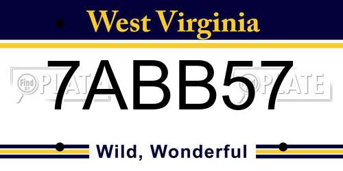 7ABB57 West Virginia License Plate