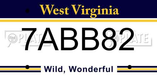7ABB82 West Virginia License Plate