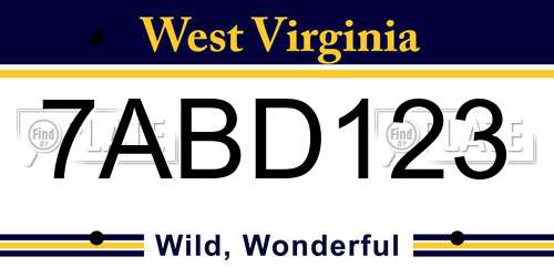 7ABD123 West Virginia License Plate