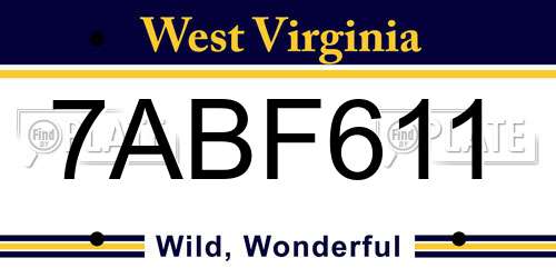 7ABF611 West Virginia License Plate