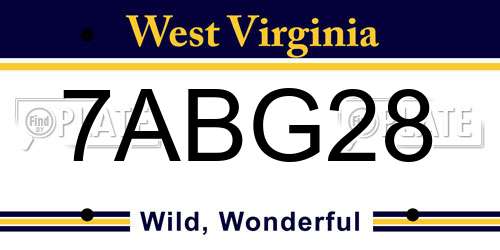7ABG28 West Virginia License Plate