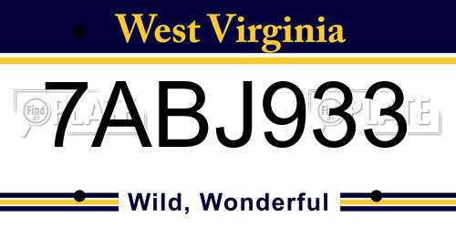 7ABJ933 West Virginia License Plate