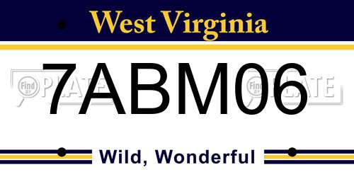 7ABM06 West Virginia License Plate