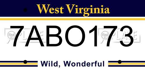 7ABO173 West Virginia License Plate