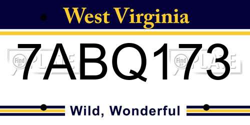 7ABQ173 West Virginia License Plate