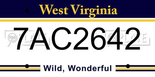 7AC2642 West Virginia License Plate