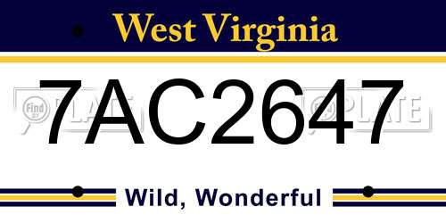 7AC2647 West Virginia License Plate