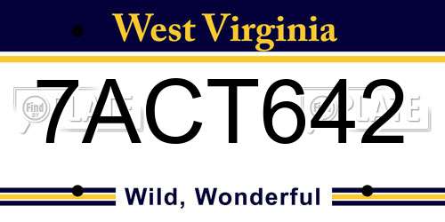 7ACT642 West Virginia License Plate