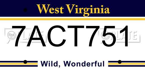 7ACT751 West Virginia License Plate